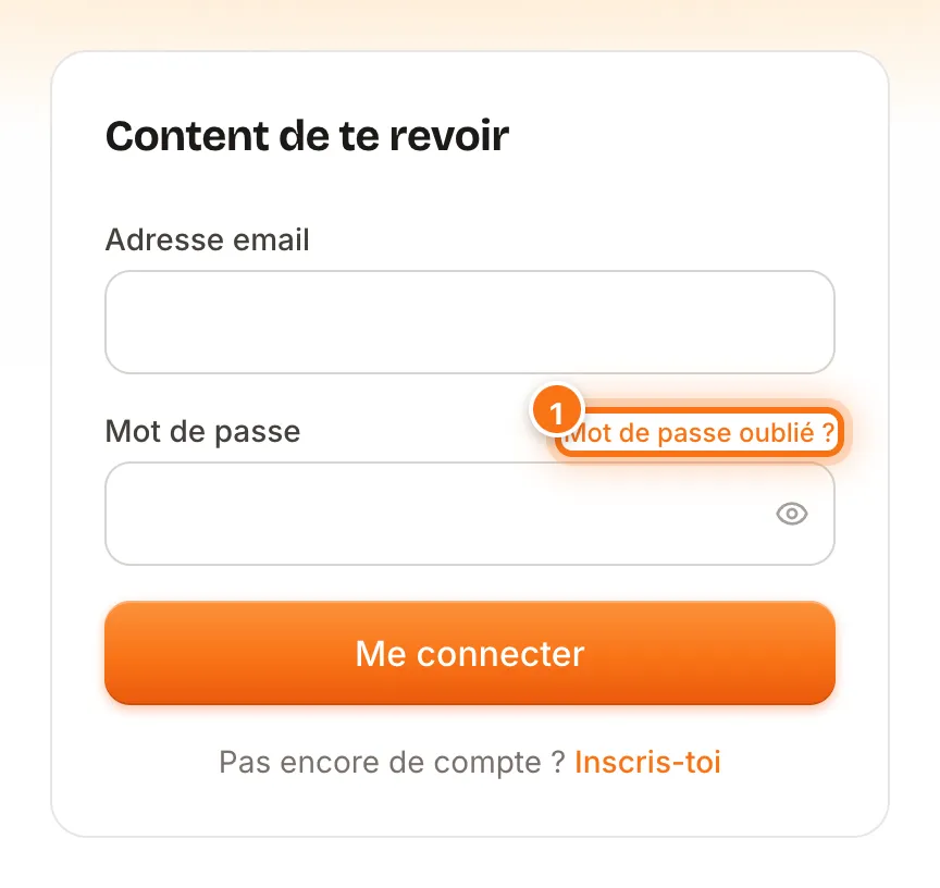 Formulaire de connexion avec le lien Mot de passe oublié ? mis en évidence